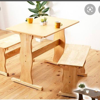 二人がけベンチダイニングテーブルの画像