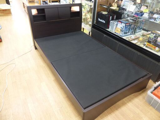 ニトリ セミダブルベッド 幅121.5×奥216×高91.5cm ブラウン系 宮付き フランスベッド  マットレス付き 寝具 家具 ☆ PayPay(ペイペイ)決済可能 ☆ 札幌市 清田区 平岡