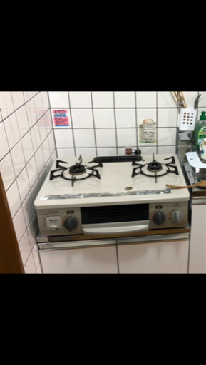 二口コンロ　魚焼き　付き