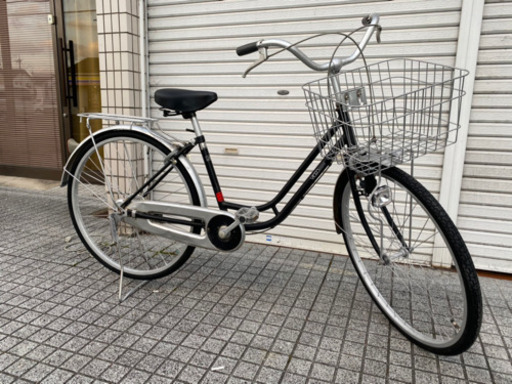 【中古自転車】26インチ変速なし　黒　カゴ、ライト、鍵新品❗️スペアキーあり　若林自転車　唐崎　SALE中❗️ 26インチ自転車】美品❗️状態良い❗️サイクルベースあさひ製 若林 