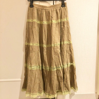 【ネット決済・配送】Park Girl パークガール　美品　カーキ色　ロング　フレアスカート　レース　サイズ　M 無地　深緑色　カジュアル　サマースカート　薄手　紫外線対策　冷房対策　格安出品の画像