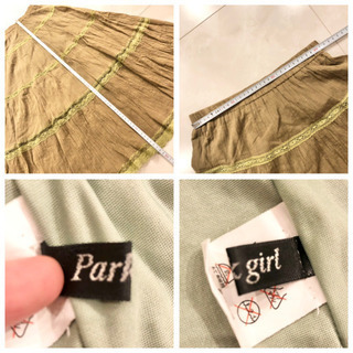 【ネット決済・配送】Park Girl パークガール　美品　カーキ色　ロング　フレアスカート　レース　サイズ　M 無地　深緑色　カジュアル　サマースカート　薄手　紫外線対策　冷房対策　格安出品の画像