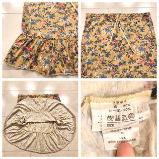 【ネット決済・配送】Regard Caressant リガードクレッシェンド　花柄　膝丈　ひざ丈　スカート　フレアスカート　サイズ　M 　ベージュ　カジュアル　サマースカート　薄手　紫外線対策　冷房対策　格安出品の画像