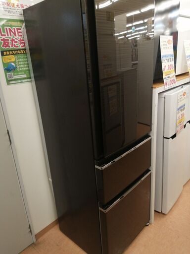 【モノマニア四日市】【引き取り限定】2017年製4ドア冷蔵庫三菱　MR-CX37A　　USED