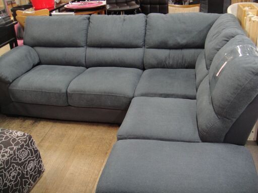 今だけチャンス！「ジモティー」見たよ！で通常特価44,999円より10,000円引きの34,999円!　布張りカウチソファ　スツール付き　コーナーソファ　L字ソファ