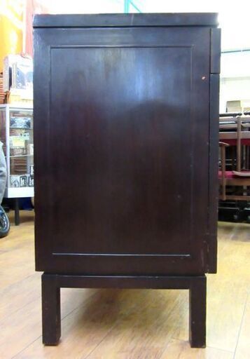 3枚扉 中国風キャビネット 幅120×奥51.5×高×92cm ブラック 黒 家具 収納 飲食 店舗用 什器 食器 インテリア ヴィン