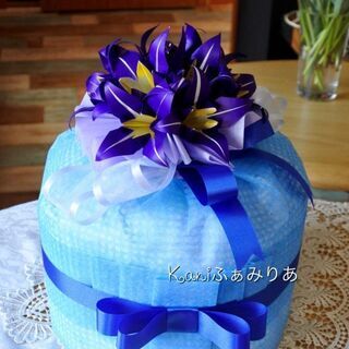 お花の折り紙ブーケ教室♥花ORIGAMIぶーけ♥あやめ・菖蒲の折り紙ブーケの画像