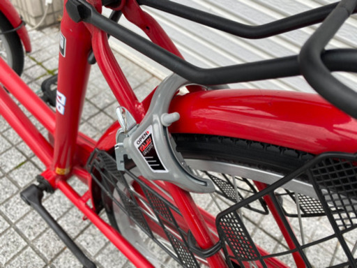 自転車中古センター Yahoo!店 - 26インチ｜Yahoo!ショッピング 【中古自転車】26インチ変速なし　赤色　大きな前カゴ付　鍵新品❗️スペアキー付　若林自転車　唐崎　SALE中❗️