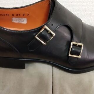 santony サントーニmosleyカーフレザーダブルモンクス...
