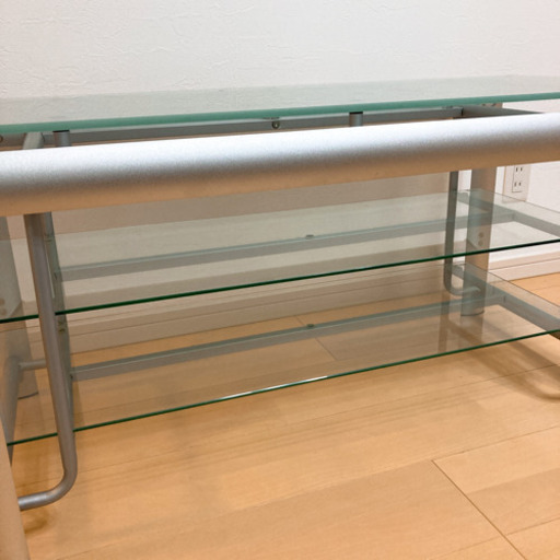 テレビ台　金属製　ガラス天板