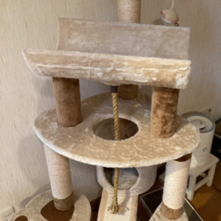 【取引中】【美品】据え置き 高さ145cm キャットタワー おしゃれ