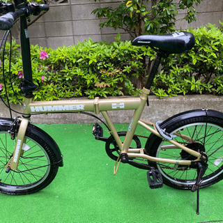 【HUMMER 】折りたたみ自転車 ゴールド HUMMER ハマー 折りたたみ6変速自転車 ゴールド