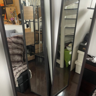 IKEA STAVE ミラー   ブラックブラウン   取引決定の画像