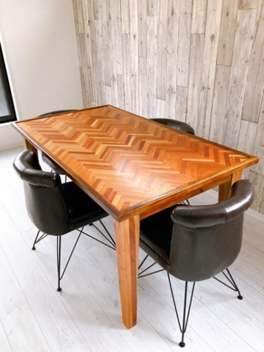 【GW中価格】ヘリンボーンダイニングテーブルセット①