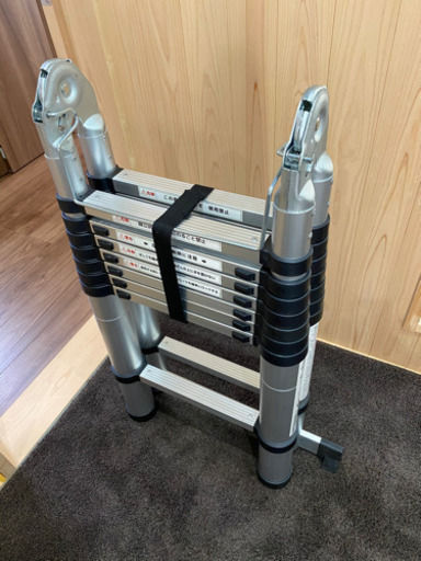 Power-on 折りたたみ脚立 伸縮はしご アルミ製 はしご兼用脚立 コンパクト 折り畳み 梯子 スライド式 安全ロック