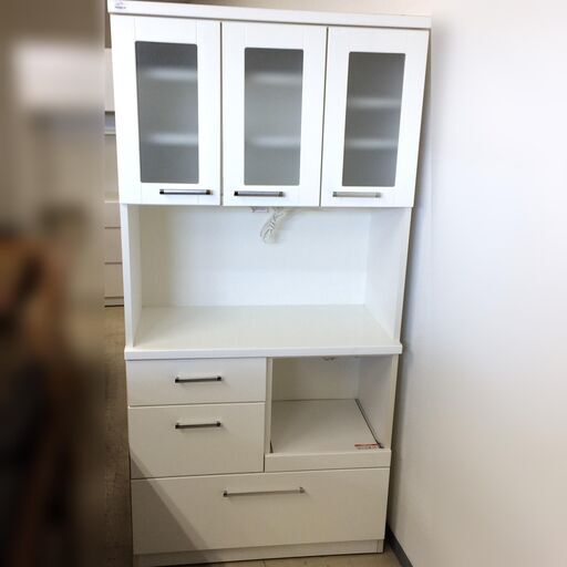 J517 ニトリ 食器棚 キッチンボード Nバンダ BANDA 90KB-WH ホワイト 885×425×1810 クリーニング済み