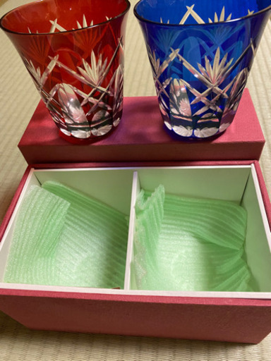 ヒロタガラスクラフト★新品未使用　焼酎切子グラスペア　