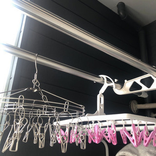 ランドリーワゴン　物干し竿　ハンガー　【4月29日祝日（木）引取限定】の画像