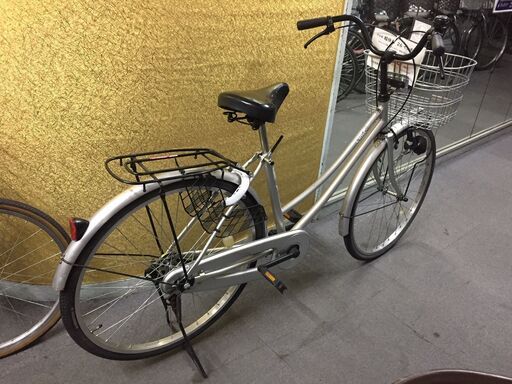 《レンタサイクル店使用　自転車整備士整備済み！》NO.70中古車　26インチ　シティサイクル　シルバー