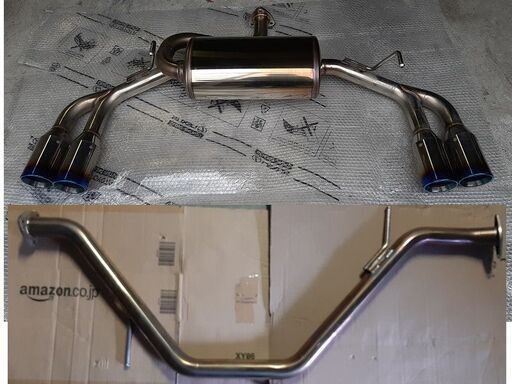 C-HR用（モデリスタ BOOST IMPULSE STYLE適合）ガナドールマフラー　４本出しﾁﾀﾆｳﾑ製ﾌﾞﾙｰ発色