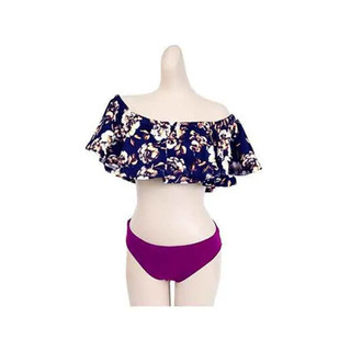 新品未使用　c.u.l　花柄フリルオフショルダービキニ　パープルの画像