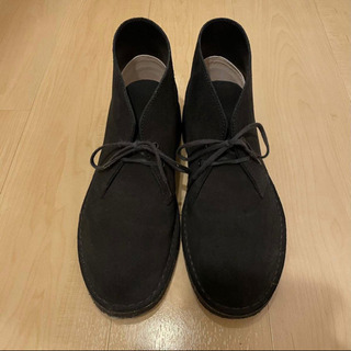 Clarks クラークス デザートブーツ 41 1/2 UK7.5 スエード レザー ヌバック 黒 チャッカブーツ シューズ 革靴 クレープソール 古着 正規品の画像