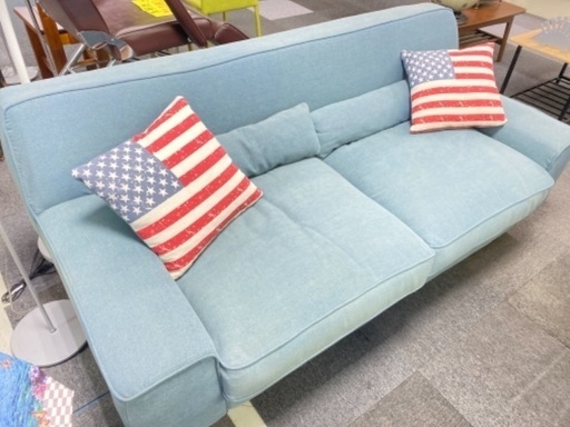 未使用　ジーンズ風3Pソファー　お盆前セール