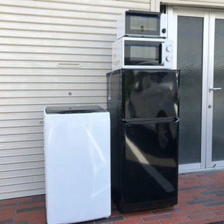 大人気ブラック■2019年製 家電4点セット 冷蔵庫 洗濯機 レンジ オーブン  高年式 1人暮らし 新生活応援！！の画像