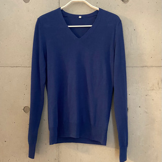 無印良品 ウールシルクVネックセーター ブルー 今月末まで！