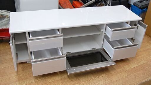 テレビ台 幅149,3×奥行44×高さ44cm ホワイト/白 エナメル ホワイトウッド TVボード テレビボード 札幌市 清田区 平岡