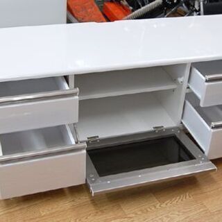 テレビ台 幅149,3×奥行44×高さ44cm ホワイト/白 エナメル ホワイトウッド TVボード テレビボード 札幌市 清田区 平岡の画像