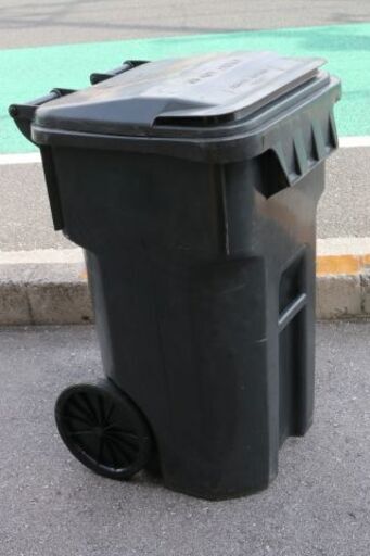 海外製 キャスター付き ブラック プラスチック製 ゴミ箱