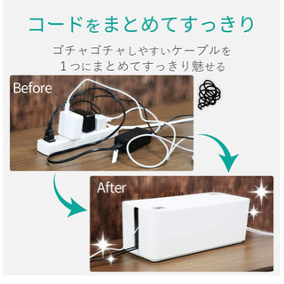 ELECOM ケーブル収納ボックス 6個口電源タップ収納 ホワイト EKC-BOX001WHの画像
