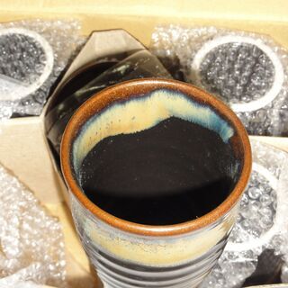 未使用★箱入り★天目 フリーカップ 5客揃　&　とっくり 、おち...