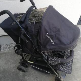 2人乗りベビーカー kinderwagon DUOシティHOP + レインカバーの画像