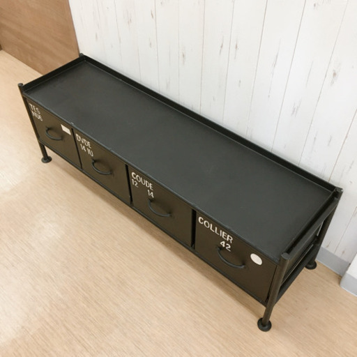 【ジモティー限定価格】テレビボード☆ローボード☆アイアン☆西海岸風☆男前家具☆幅111×奥行32×高さ36cm☆中古品【店頭8000円→6000円、ジモティーから連絡いただくか、店頭にてジモティーを見てとお知らせください】