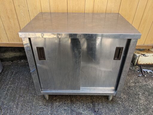 ステンレス 収納付作業台 引き戸付 調理台 台下収納 業務用 厨房 H86cm W90cm D60cm