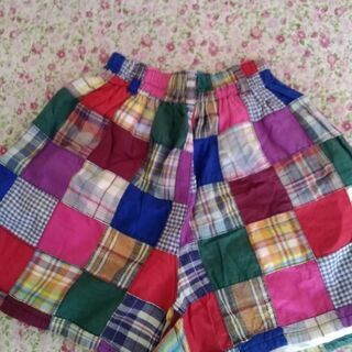 パッチワークコットンショートパンツM