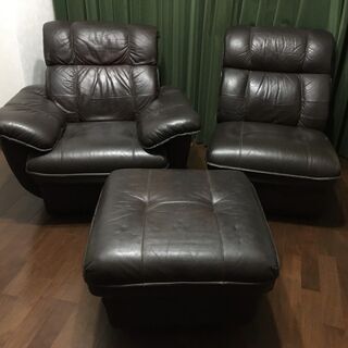 本革高級ソファ３点セットの画像