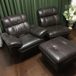 本革高級ソファ３点セットの画像