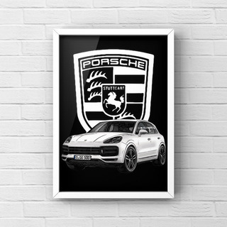 131 porsche ポルシェカイエンポスター(フレーム付き) の画像