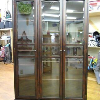 北海道民芸｜キャビネット｜ガラス扉本棚 北海道民芸家具 飾り棚 本棚