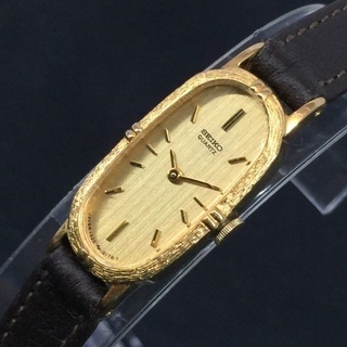 SEIKO セイコー レディースクォーツ オーバルフェイス金文字...