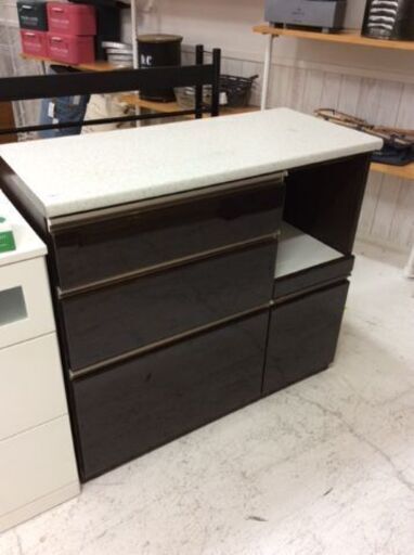 ニトリ　キッチンカウンター　ダークブラウン×ホワイト【トレファク南柏店】