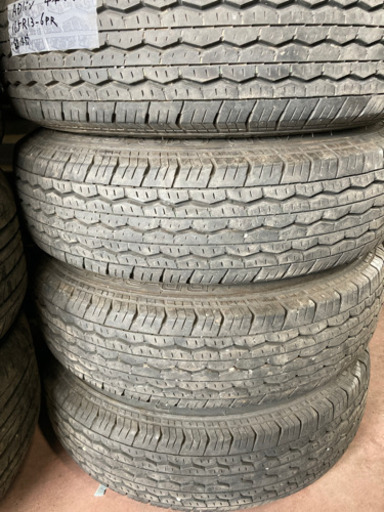 夏タイヤ165R 13-6PR、4本セット鉄ホイール付き
