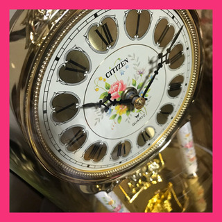 CITIZEN  振り子時計　お花と天使たち　レトロ