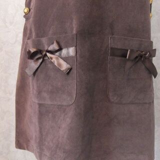 【Busena】ブセナ　ジャンパースカート　ワンピース　リボン　ポケット　ブラウン　新品　未使用の画像