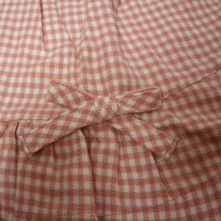 【FELISSIMO】フェリシモフラフィーコットピンクチェック花アップリケリボンブルマ付きワンピース新品未着用メゾピアノシャーリーテンプルの画像