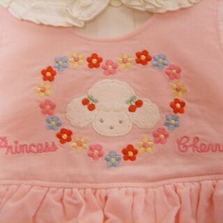 【FELISSIMO】フェリシモさくらんぼ姫ピンクハートロンパーススーツブラウス&スカート風ロンパース新品未着用メゾピアノシャーリーテンプルの画像