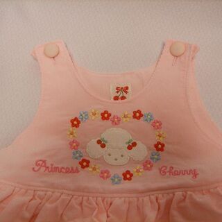【FELISSIMO】フェリシモさくらんぼ姫ピンクハートロンパーススーツブラウス&スカート風ロンパース新品未着用メゾピアノシャーリーテンプルの画像